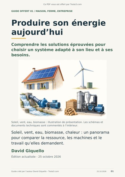 Couverture du guide gratuit « Produire son énergie aujourd’hui », édition du 25 octobre 2026